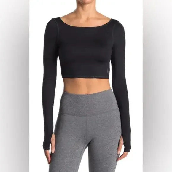 NWT Free People FP Movement Very Prairie Black Long Sleeve Athletic Top- Size L - Picture 4 of 9